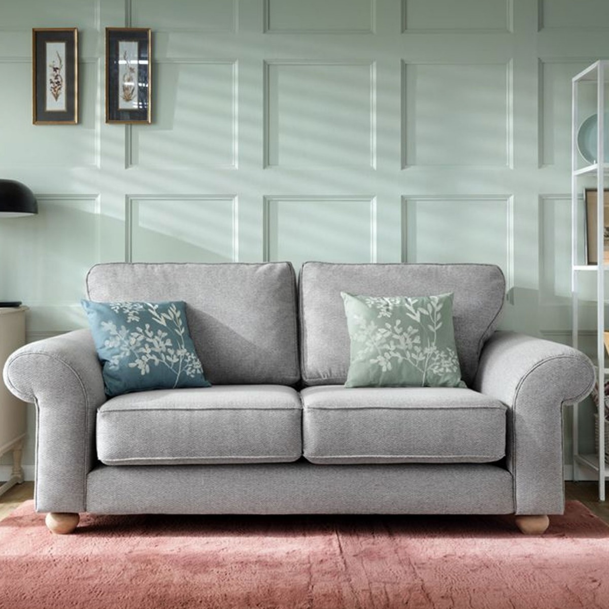 ZAZZLES Chenille Fabric 2 Seater Fullback Sofa - Light Grey