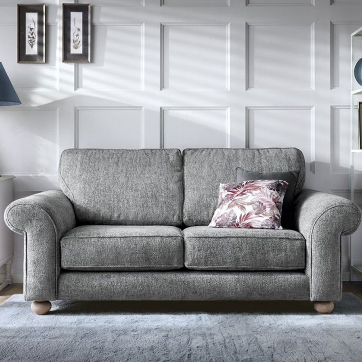 ZAZZLES Chenille Fabric 2 Seater Fullback Sofa - Steel Grey