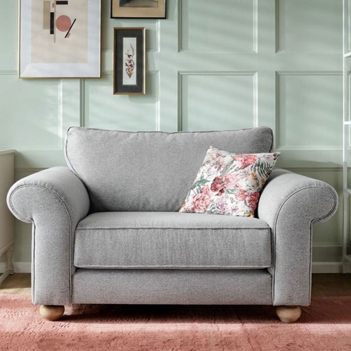 ZAZZLES Chenille Fabric Cuddle Chair - Light Grey