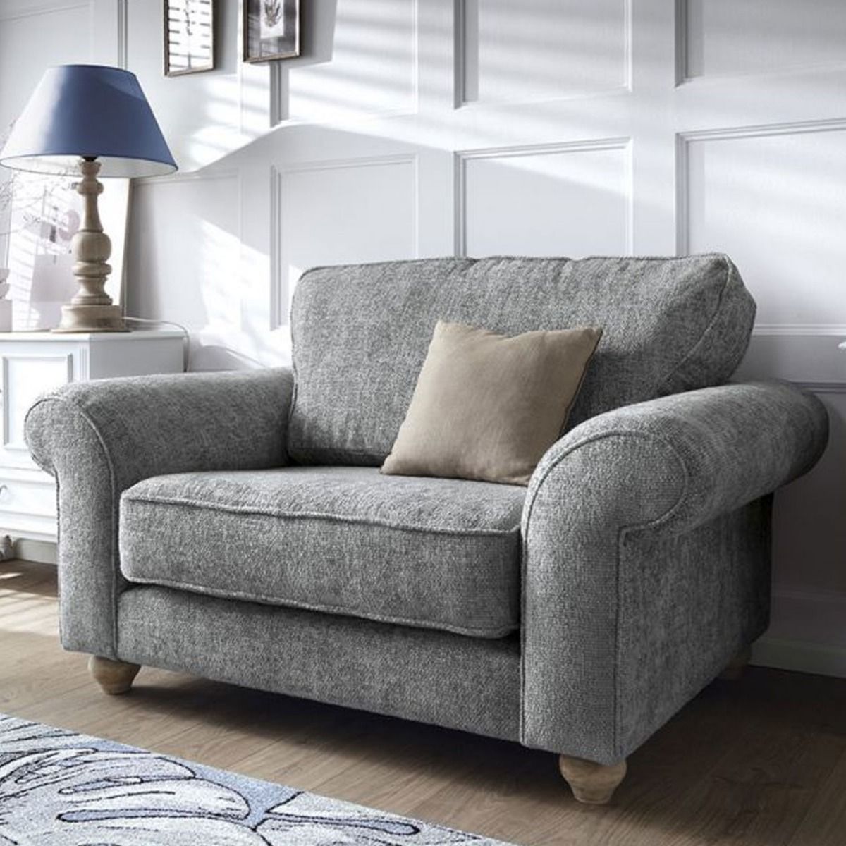 ZAZZLES Chenille Fabric Cuddle Chair - Steel Grey