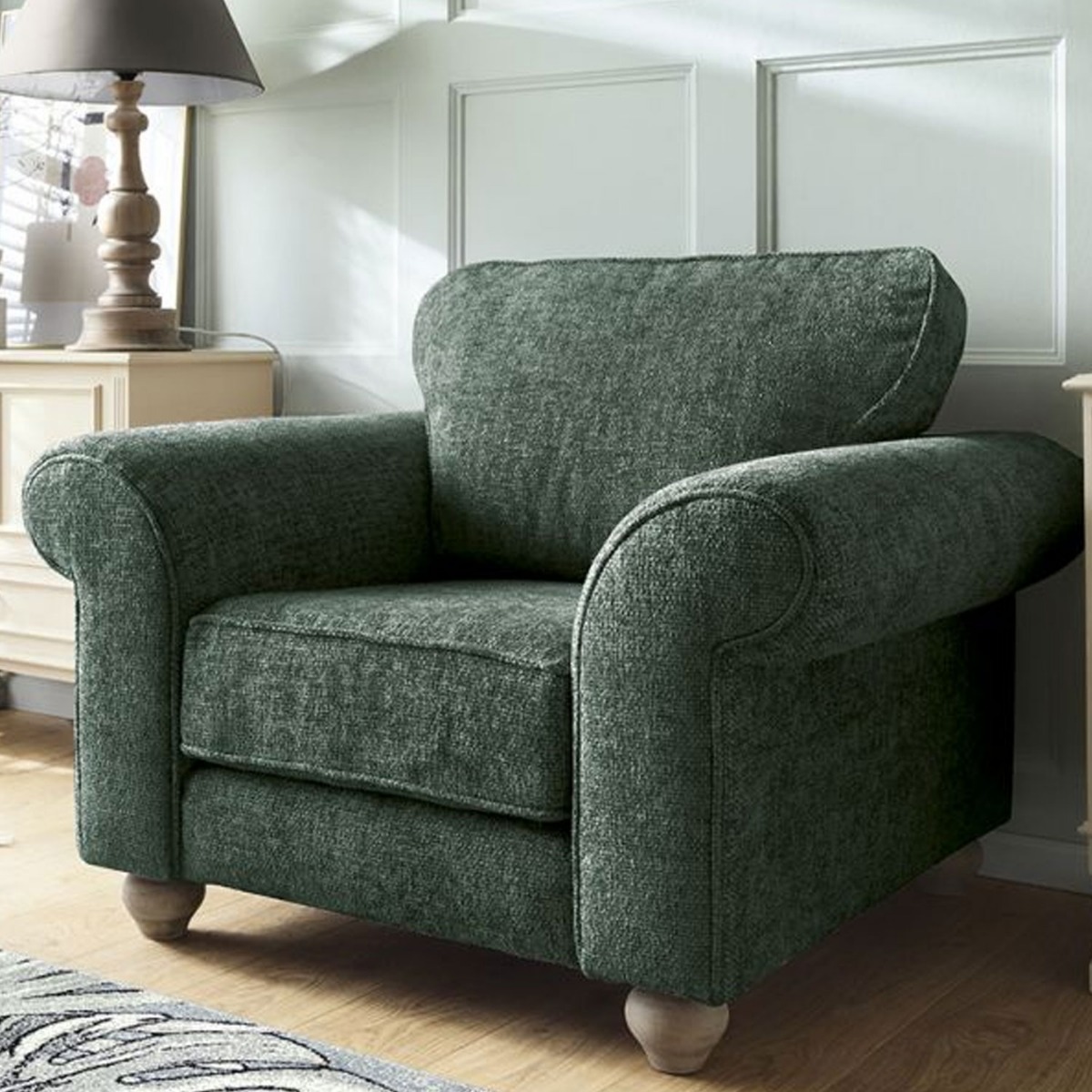 ZAZZLES Chenille Fabric Armchair - Jungle Green