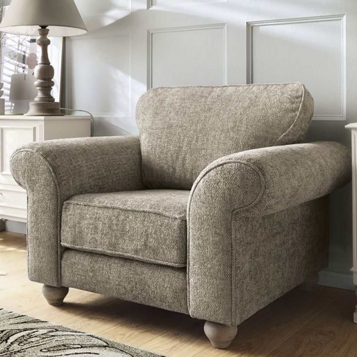 ZAZZLES Chenille Fabric Armchair - Taupe