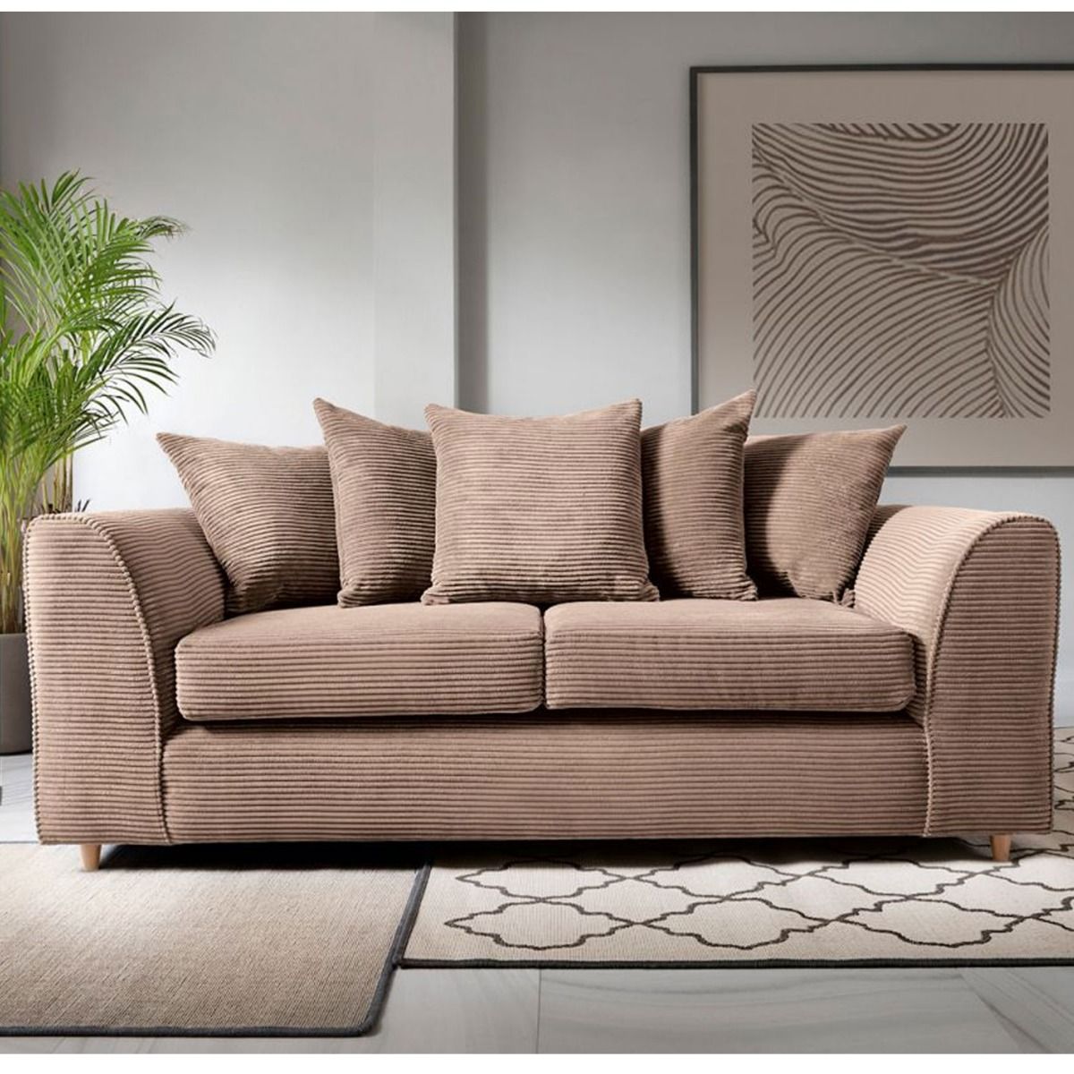 JASMINE Jumbo Cord 3 Seater Sofa - Brown