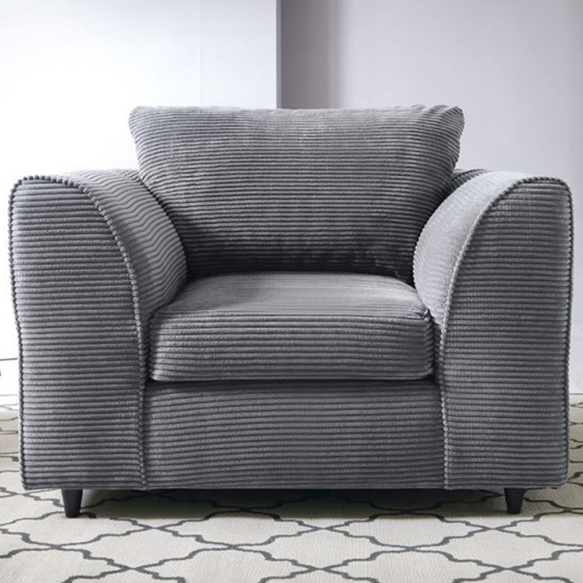 JASMINE Jumbo Cord Armchair - Grey