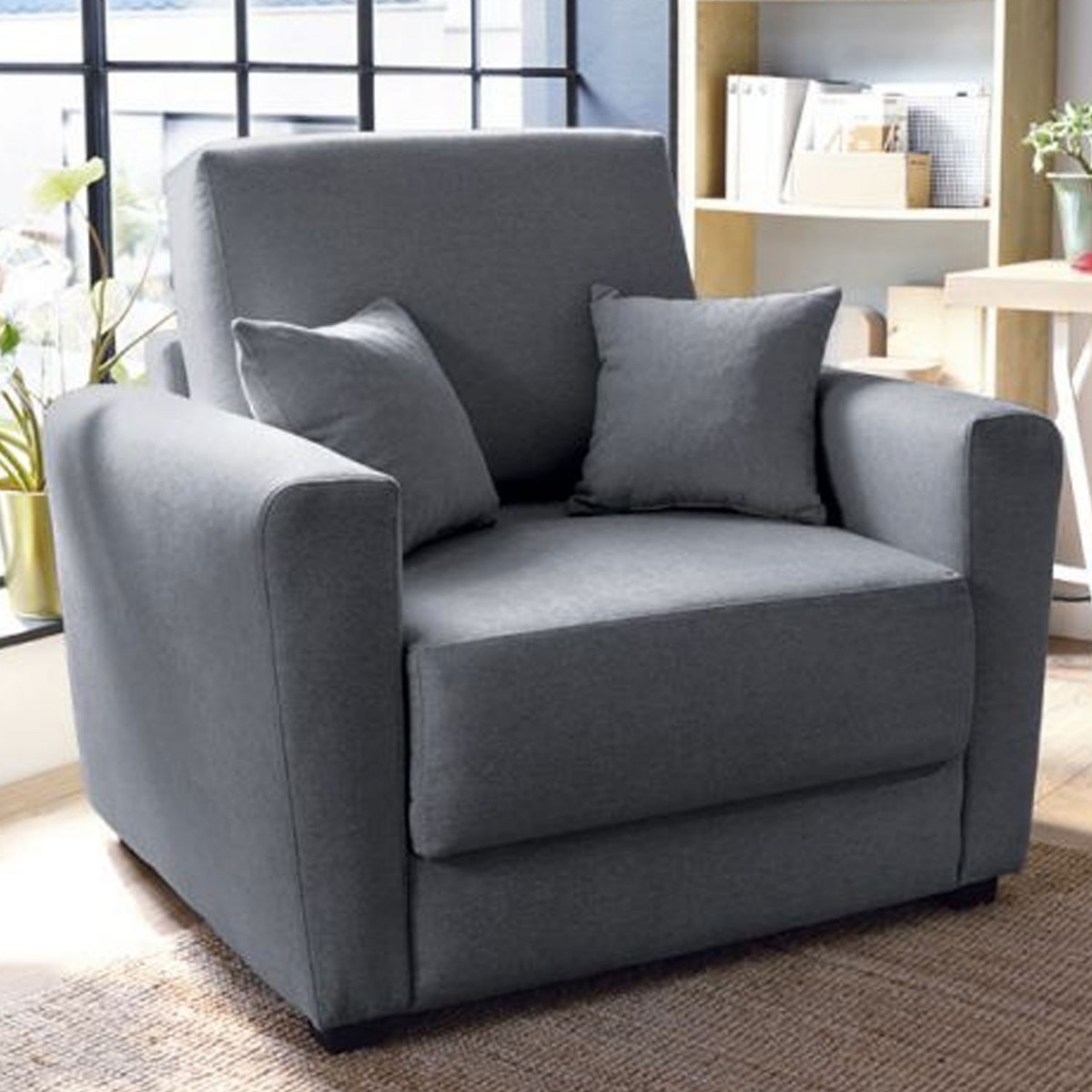 ALEXANDER Velvet Single Sofa Bed - Dark Grey