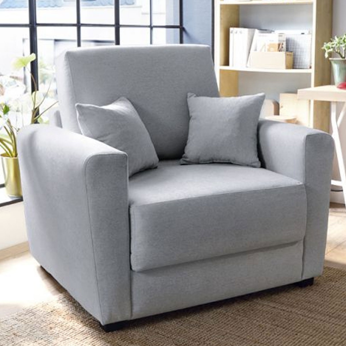 ALEXANDER Velvet Single Sofa Bed - Light Grey