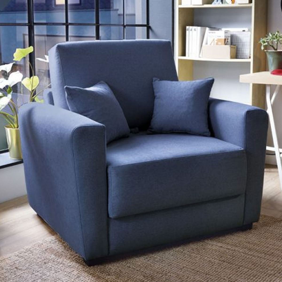 ALEXANDER Velvet Single Sofa Bed - Dark Blue