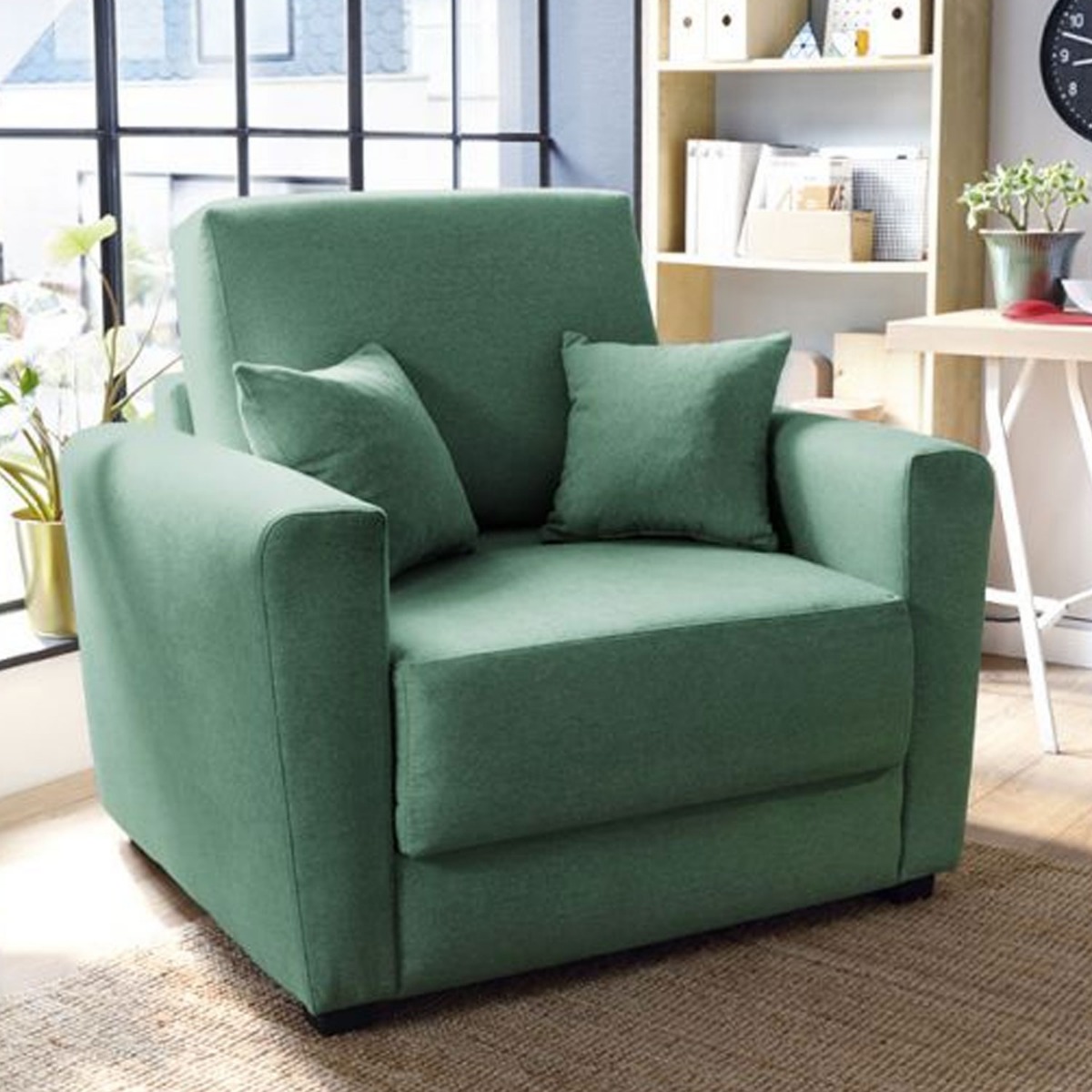 ALEXANDER Velvet Single Sofa Bed - Forest Green
