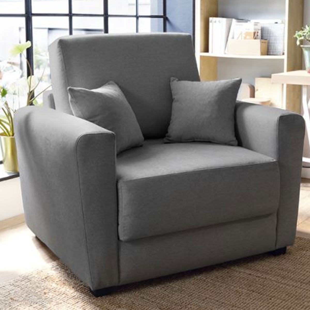 ALEXANDER Linen Fabric Single Sofa Bed - Dark Grey