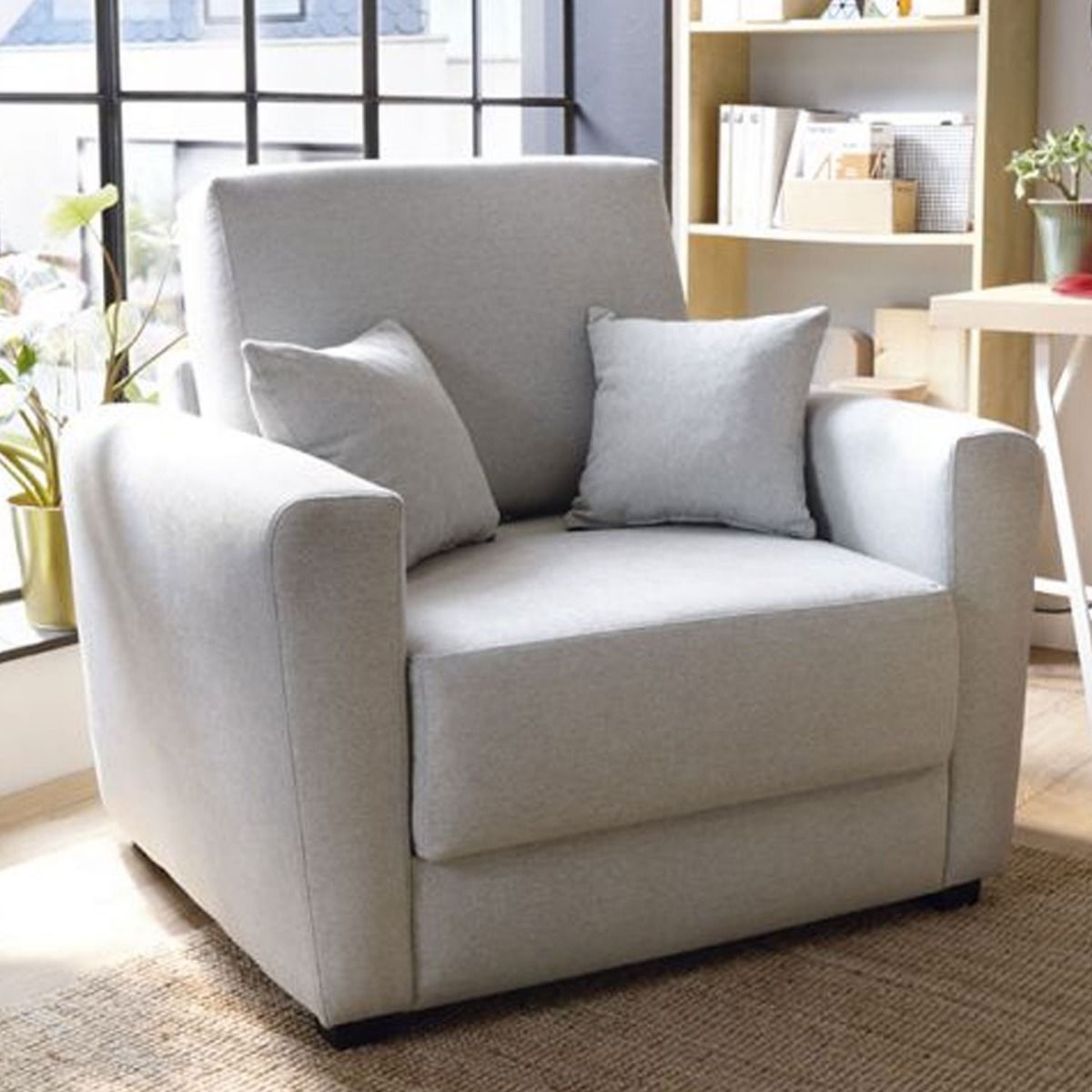 ALEXANDER Linen Fabric Single Sofa Bed - Light Grey