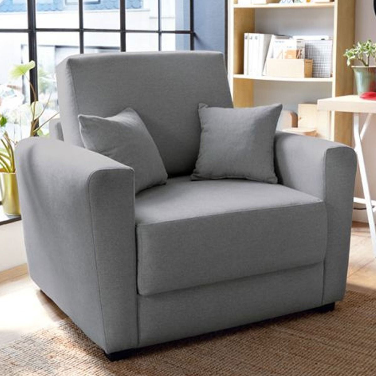 ALEXANDER Linen Fabric Single Sofa Bed - Cool Grey