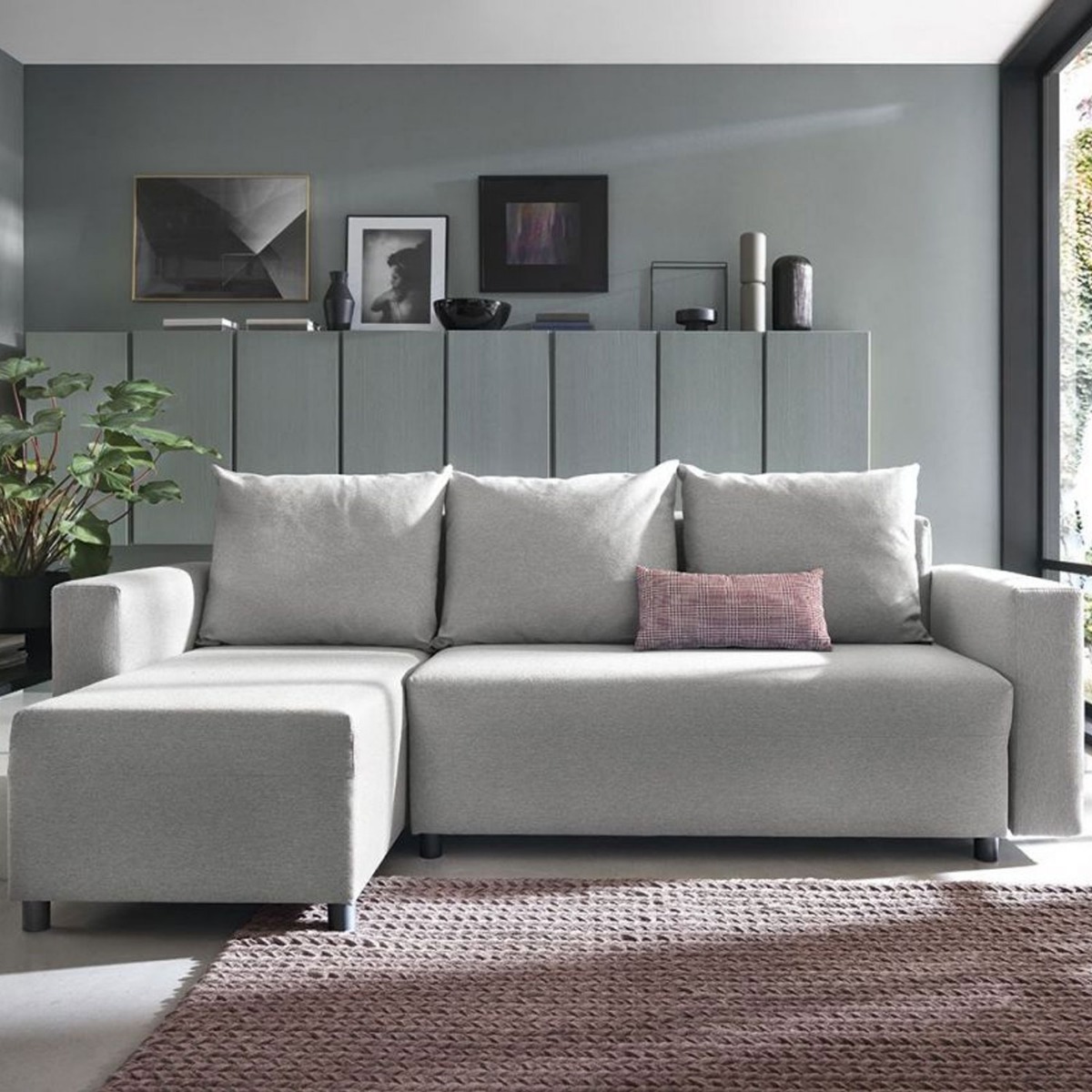 MILTON Fabric 4 Seater L Shaped - Left Hand Facing Corner Sofa - Grey