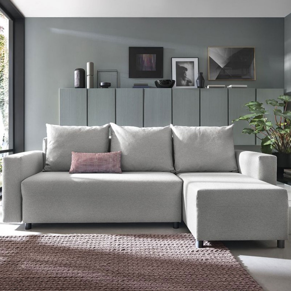 MILTON Fabric 4 Seater L Shaped - Right Hand Facing Corner Sofa - Grey