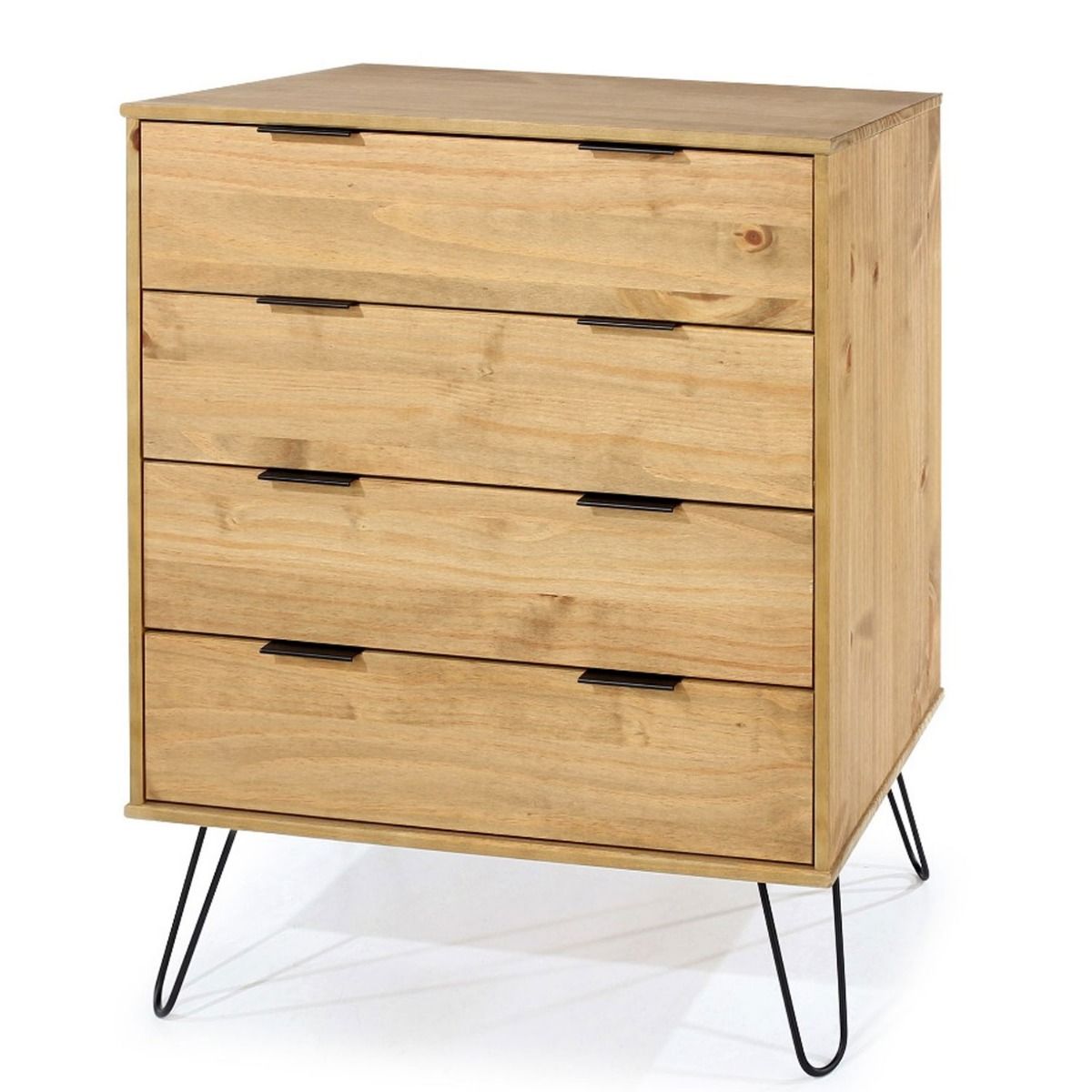 ARTA Oak Finish Chest of Drawers - Medium-sized, 4 Drawers