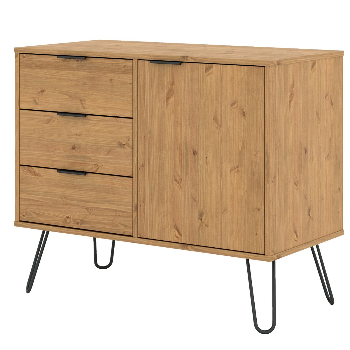 Augusta Pine Small Sideboard with 1 Door 3 Drawers