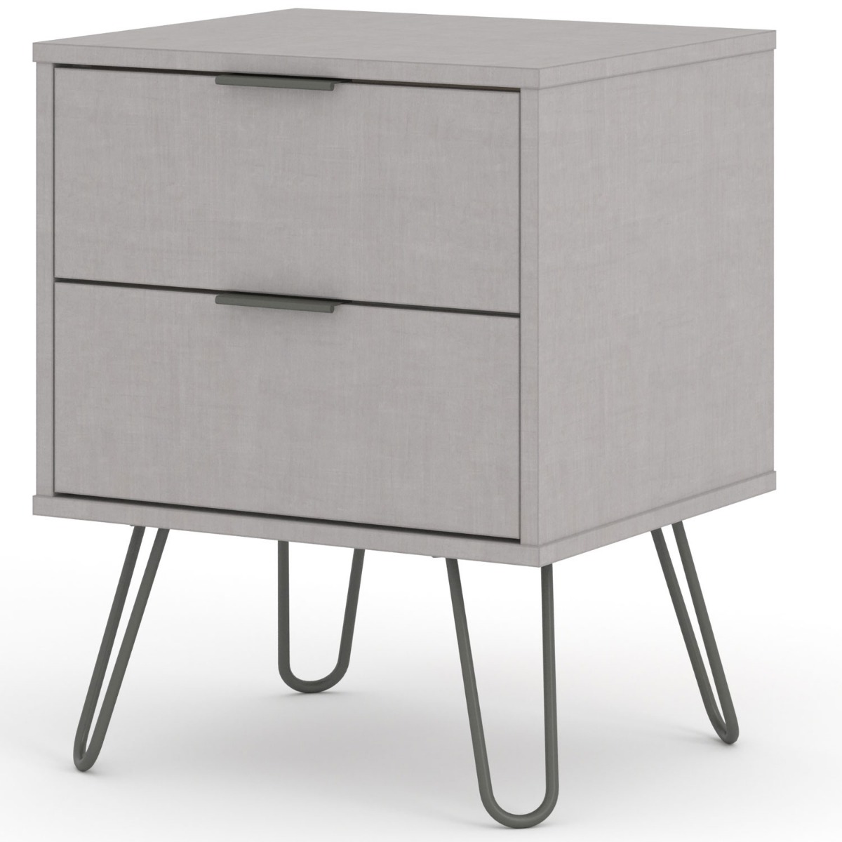 Bedside Table - AUGUSTA 2 Drawer Nightstand Grey 45cm