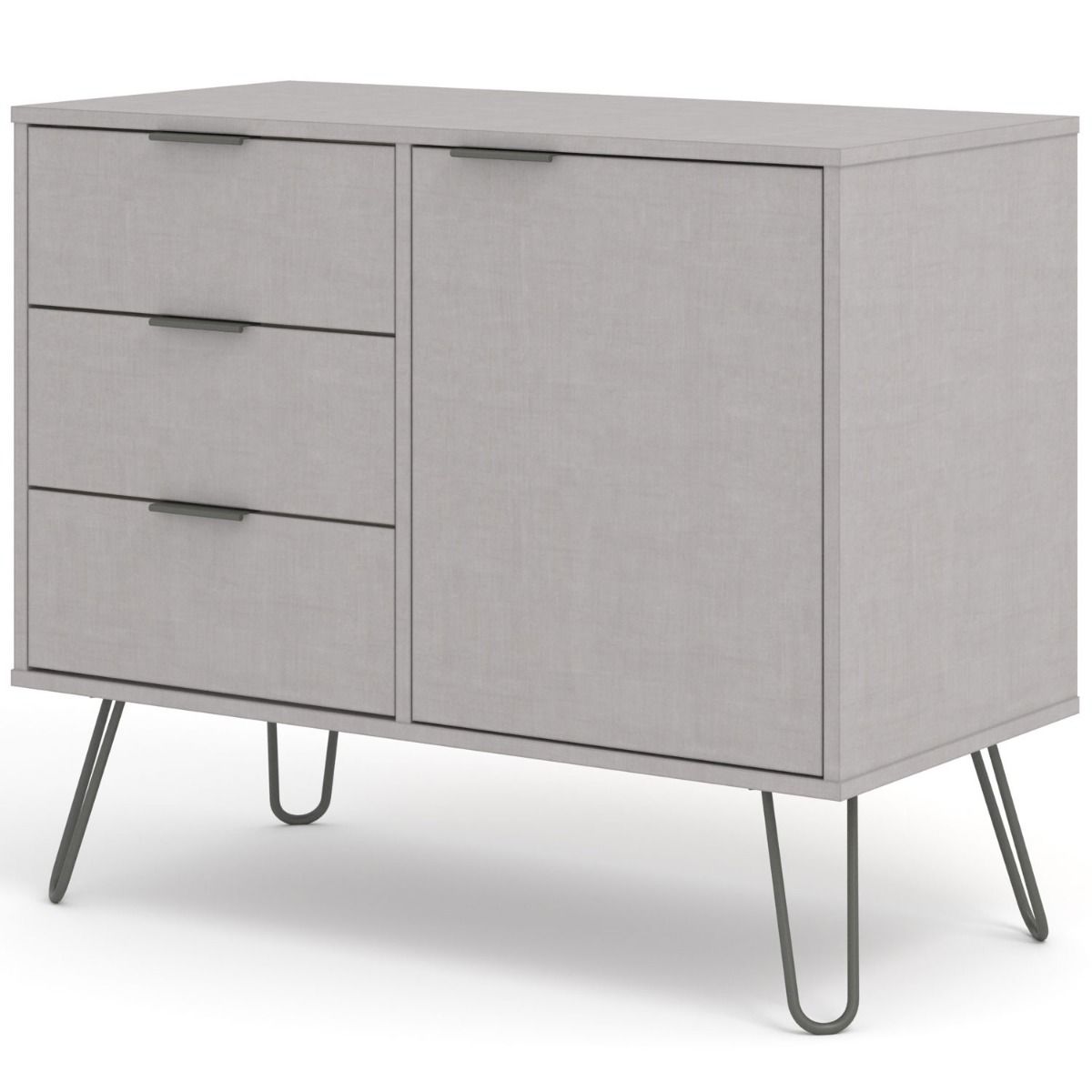 Augusta Grey Small Sideboard with 1 Doors 3 Drawers