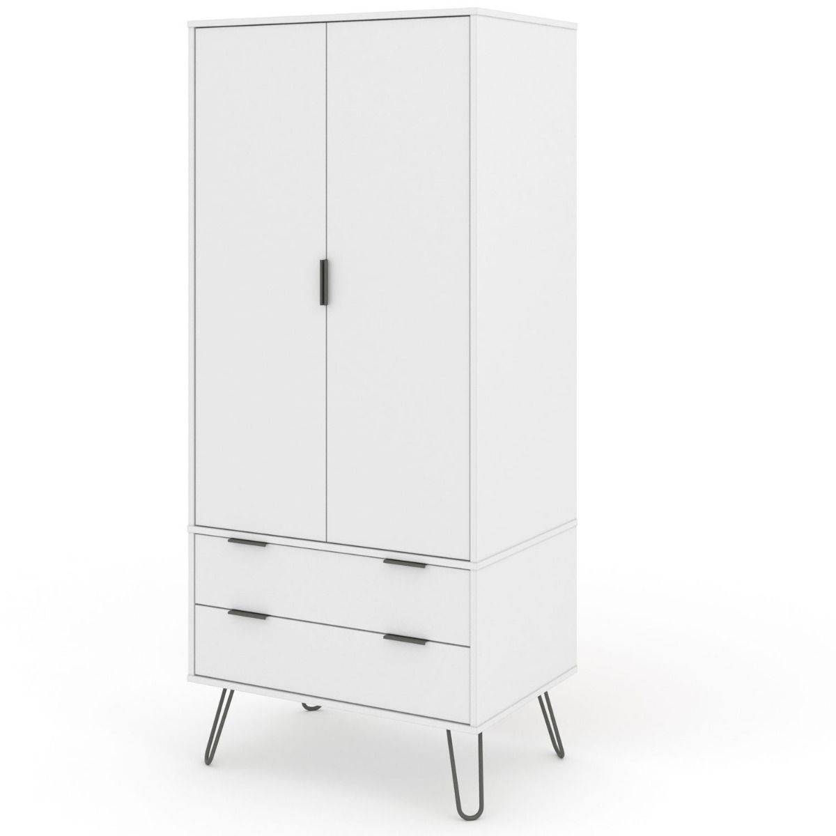 ARTA 2 Door Wardrobe with 2 Drawers White - 76.5cm