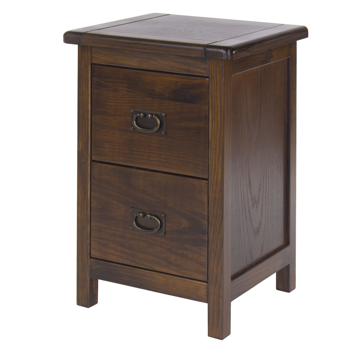 Bedside Table - BOSTON 2 Drawer Nightstand Dark Brown 36cm