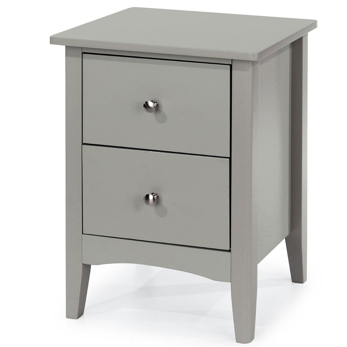 Bedside Table - COMO 2 Drawer Nightstand Grey 40cm