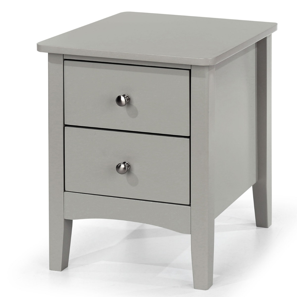 Bedside Table - COMO 2 Drawer Nightstand Grey 38cm