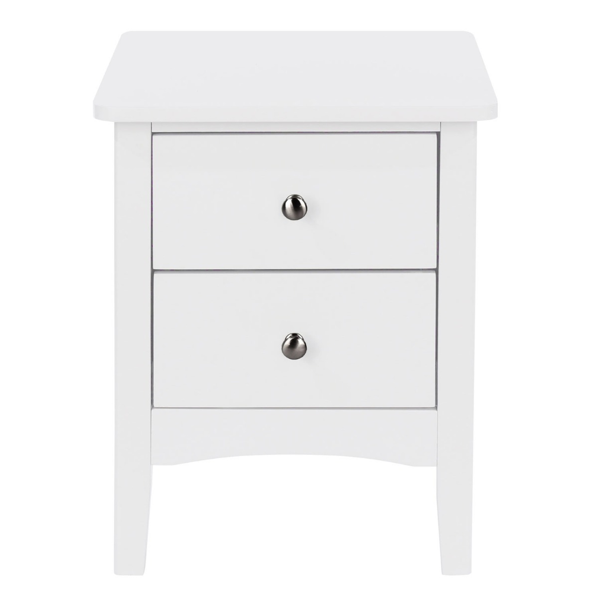 Bedside Table - COMO 2 Drawer Nightstand White 38cm