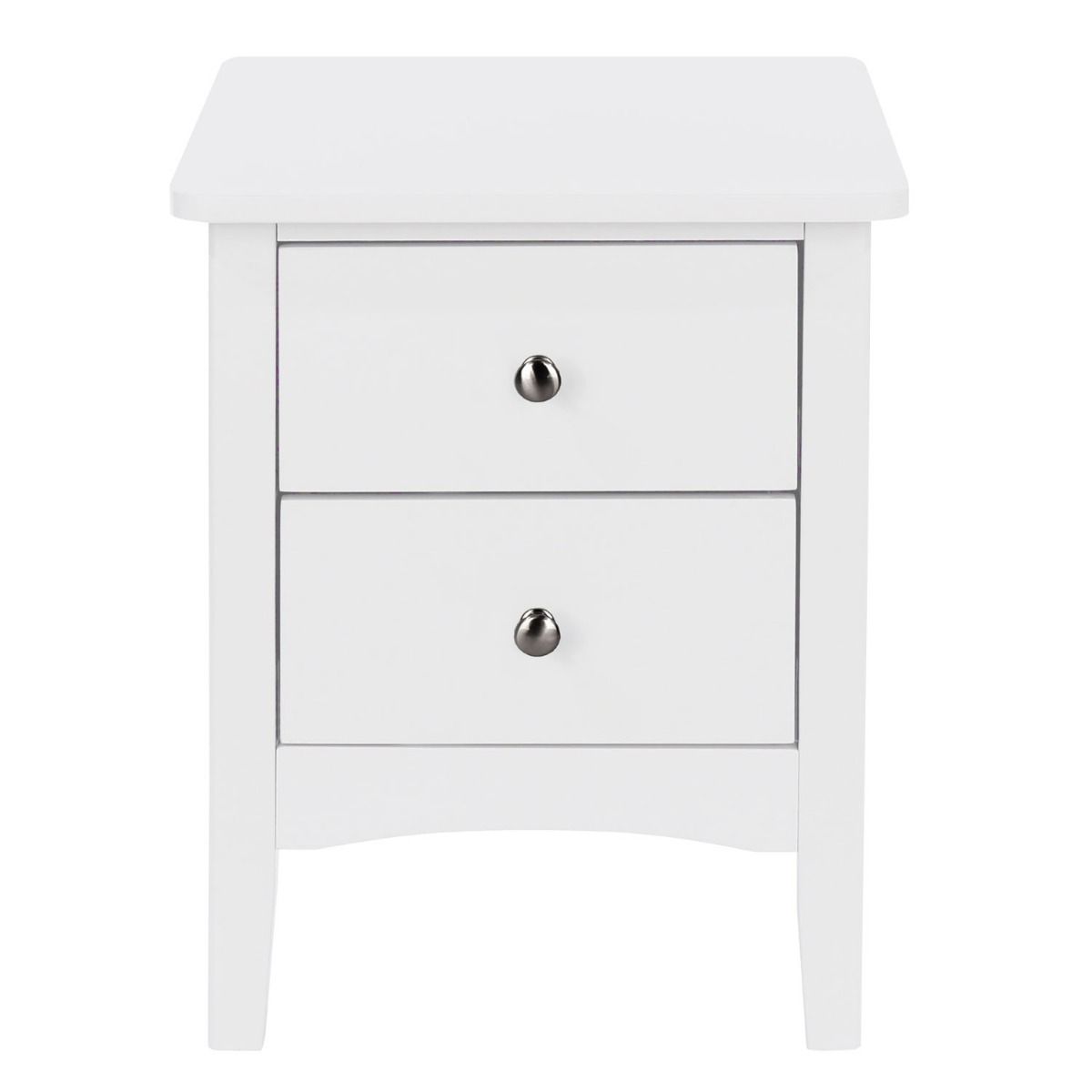 Bedside Table - COMO 2 Drawer Nightstand White 40cm