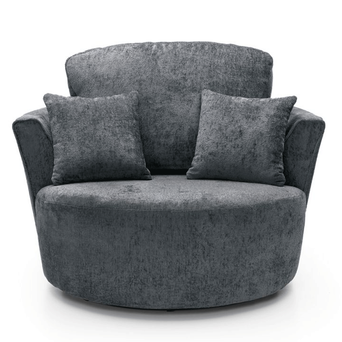GILLIVER Crushed Chenille Fabric Swivel Chair - Dark Grey