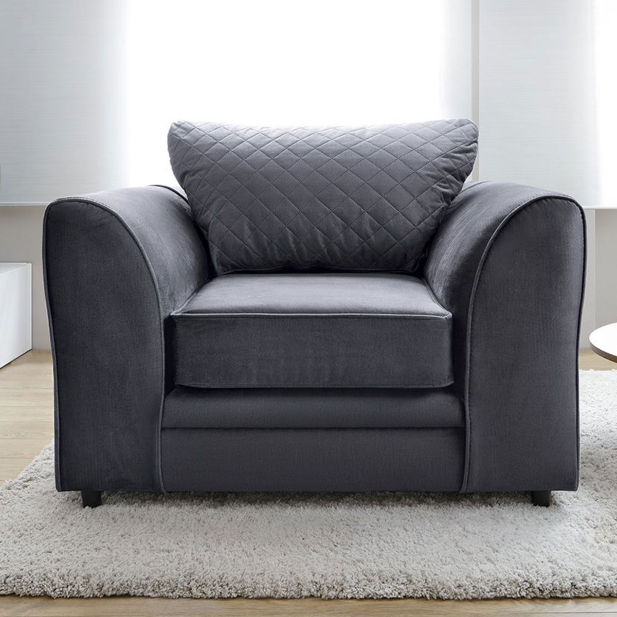 BETHAN Velvet Armchair - Dark Grey