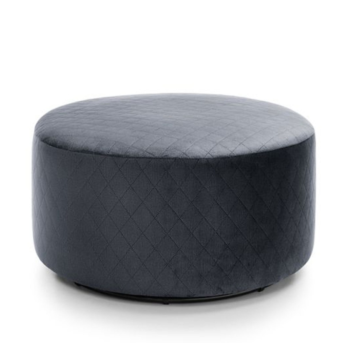 BETHAN Velvet Swivel Footstool - Dark Grey