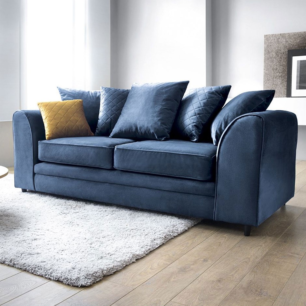 BETHAN Velvet 3 Seater Sofa - Dark Blue