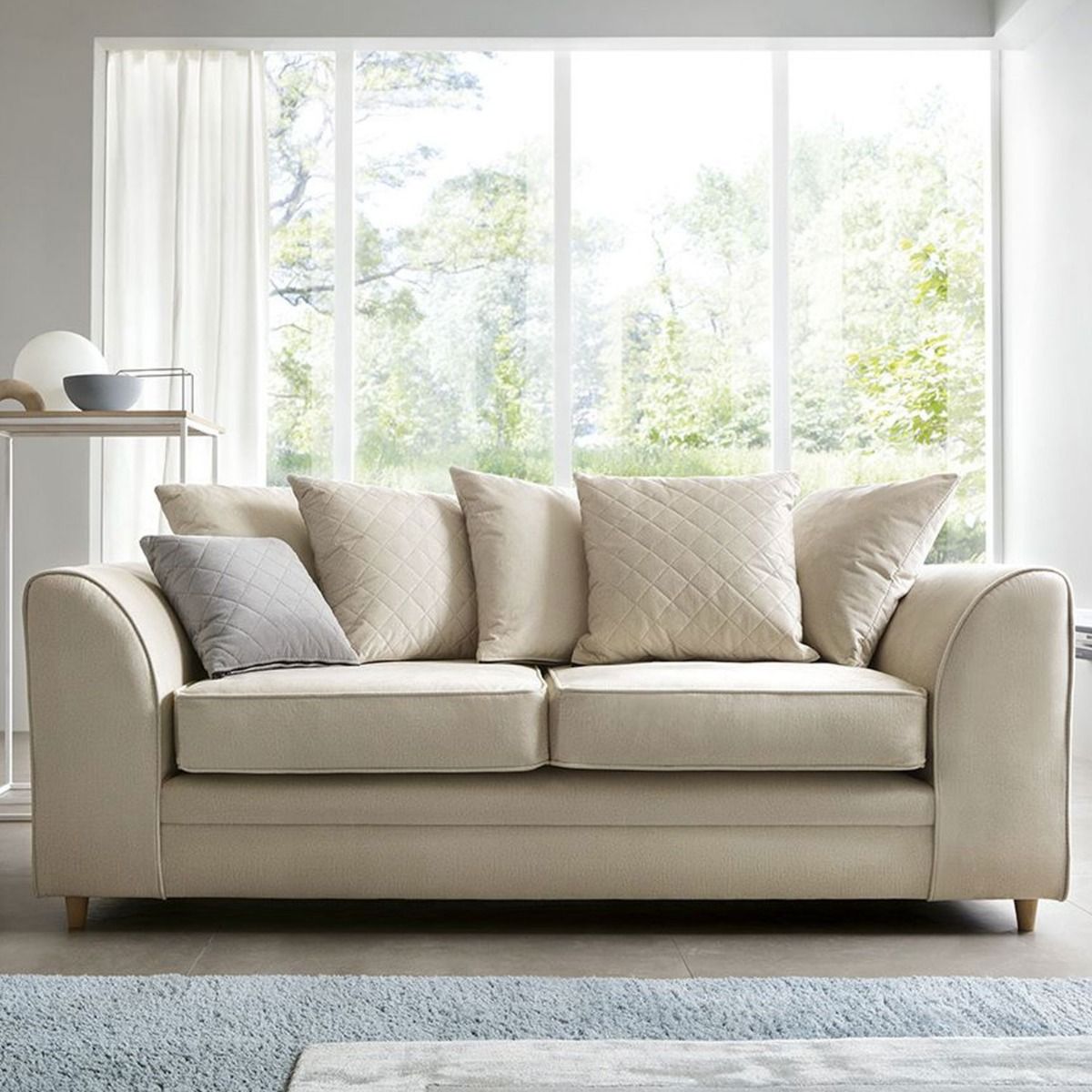 BETHAN Velvet 3 Seater Sofa - Cream