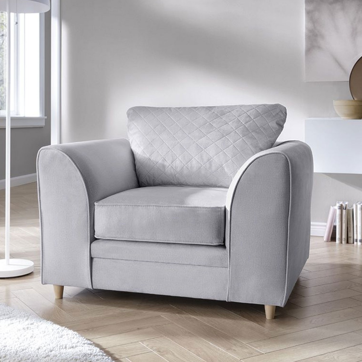 BETHAN Velvet Armchair - Light Grey