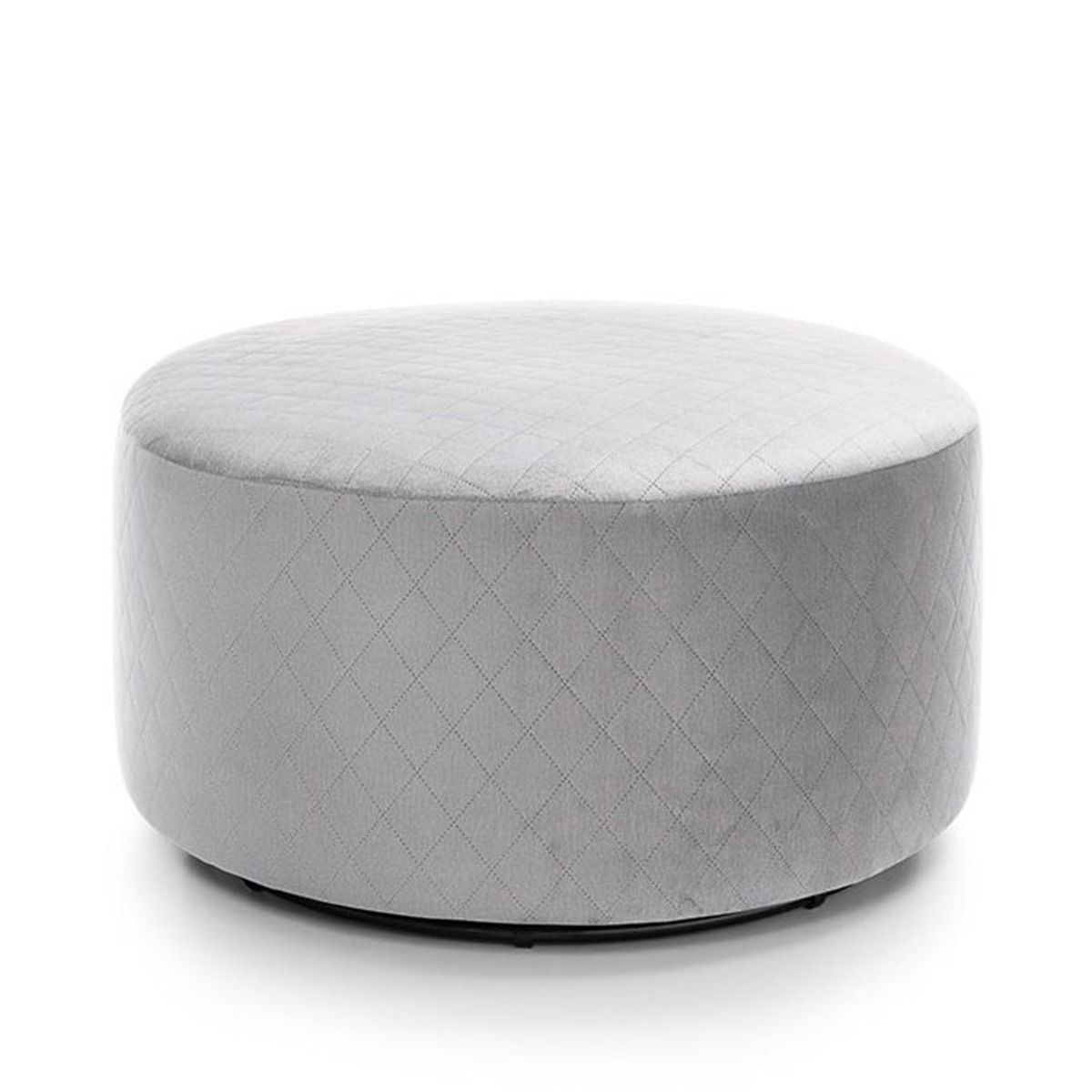 BETHAN Velvet Swivel Footstool - Light Grey