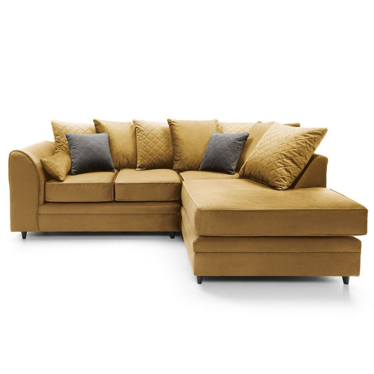 BETHAN Velvet Corner Sofa - Right Arm Antique Gold