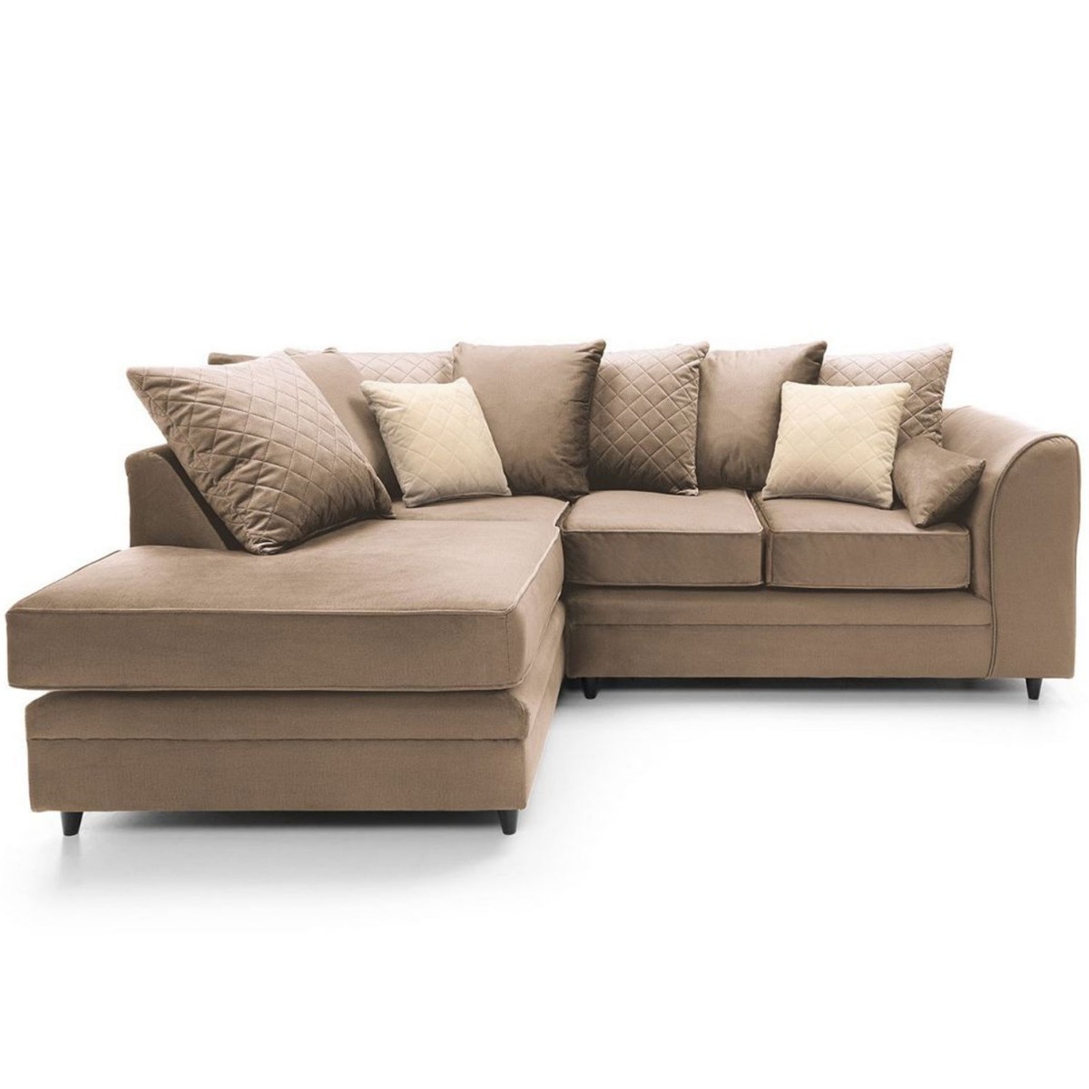 BETHAN Velvet Corner Sofa - Left Arm Tan Brown