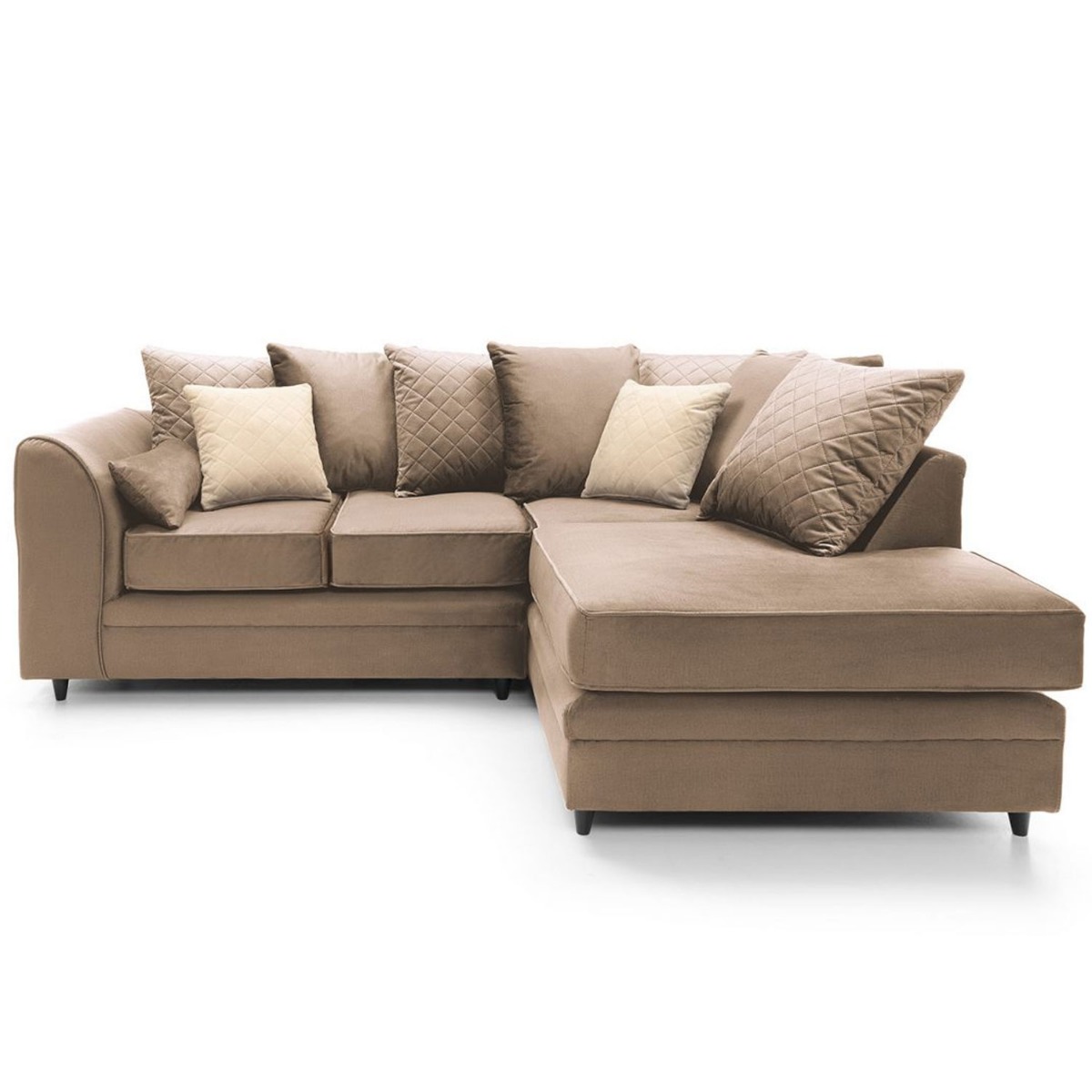 BETHAN Velvet Corner Sofa - Right Arm Tan Brown