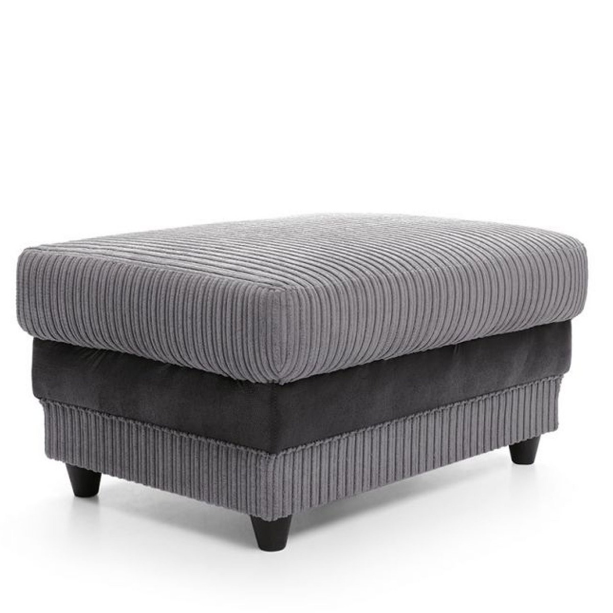 ERITREA Jumbo Cord Footstool - Black and Charcoal