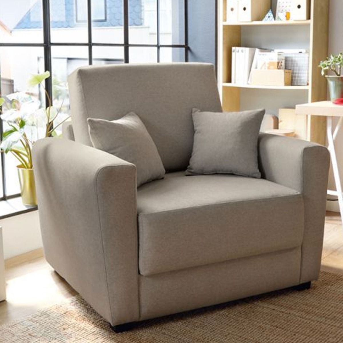 AALEXANDER Linen Fabric Single Sofa Bed - Sand