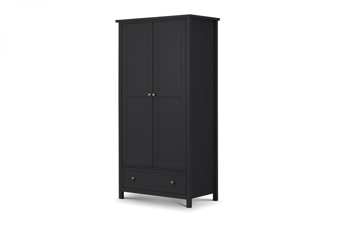 MALTON 2 Door Wardrobe with 1 Drawer Grey - 97cm