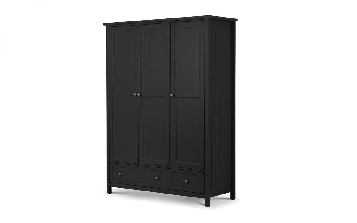 MALTON 3 Door Wardrobe with 2 Drawers Grey - 141cm