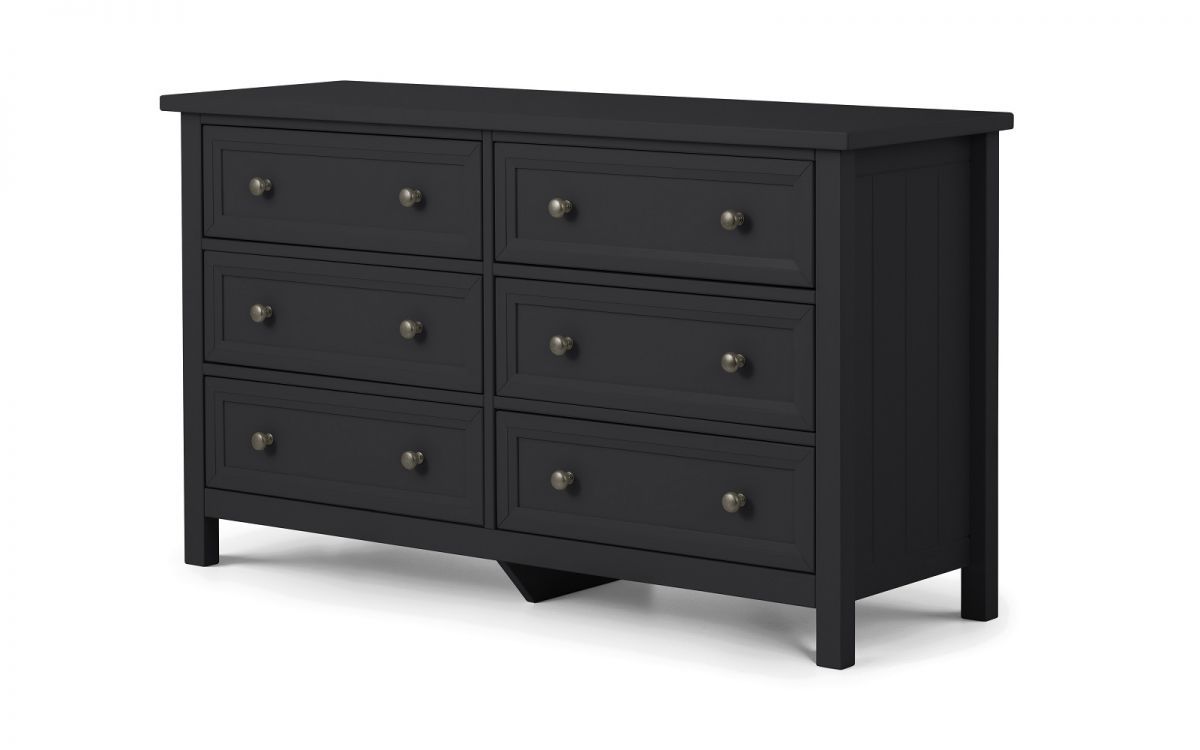 MALTON VII Grey Chest of Drawers - Large-sized, 6 Drawers, Double