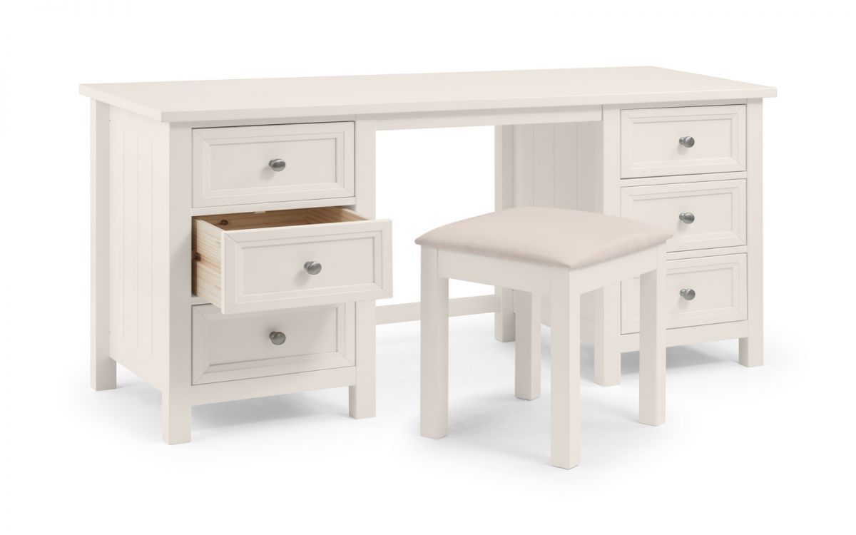 Dressing Table - MAINE 6 Drawer Dresser White 145cm