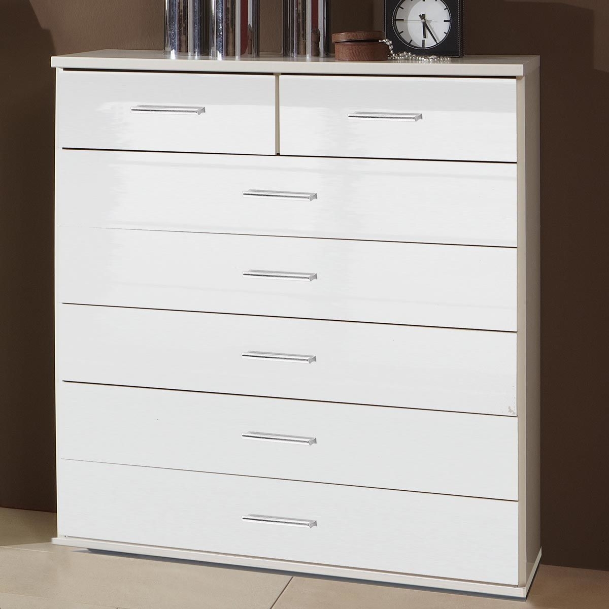 CALLISTO White Chest of Drawers - Medium-sized, 7 Drawers