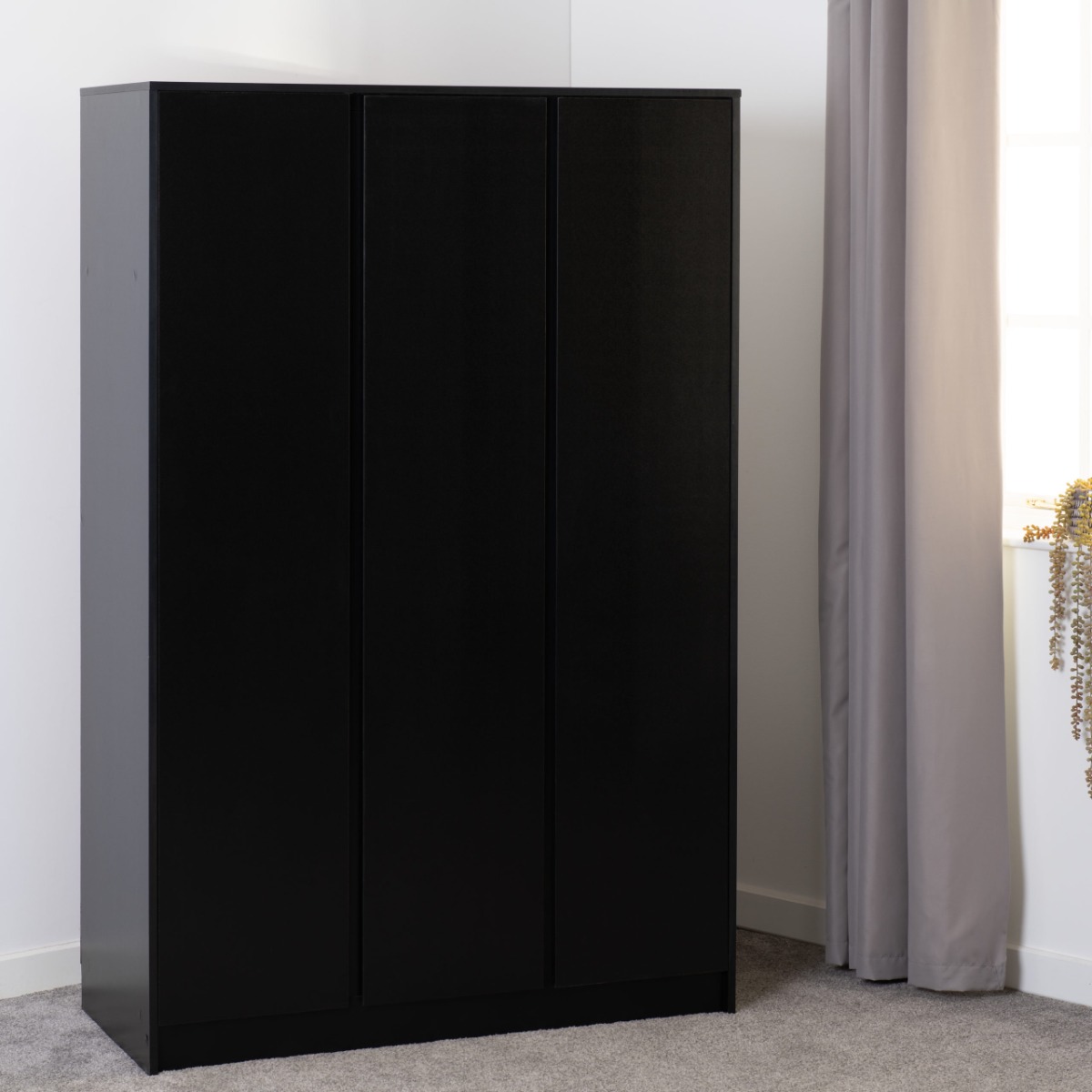 MALDEN 3 Door Wardrobe Black - 115cm
