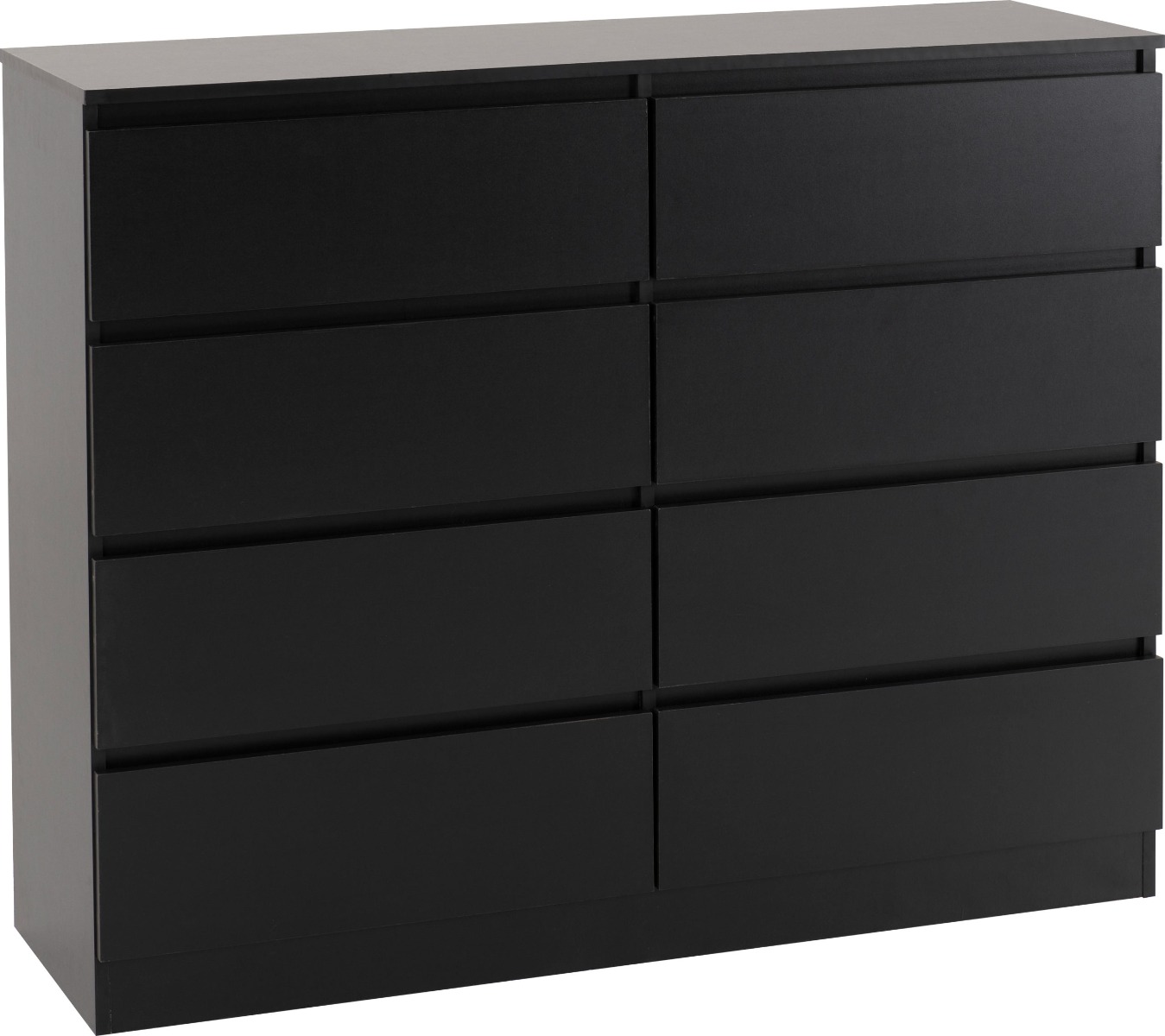 MALDEN Black Chest of Drawers - Large-sized, 8 Drawers