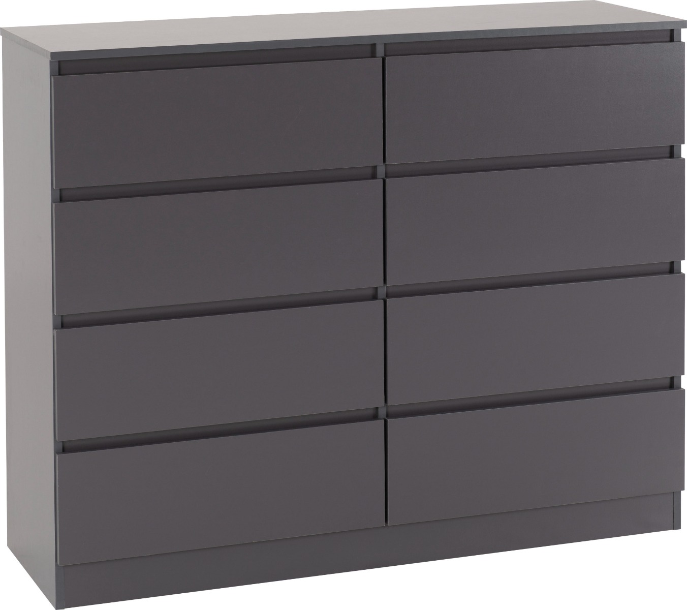 MALDEN Grey Chest of Drawers - Large-sized, 8 Drawers, Double