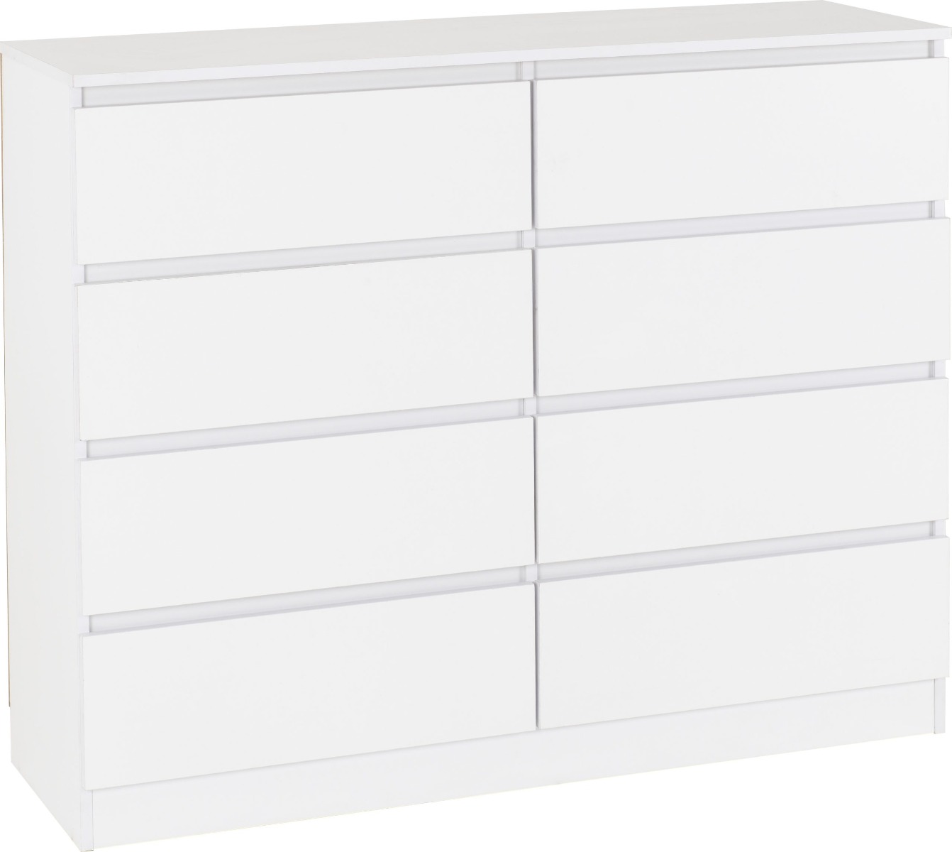 MALDEN White Chest of Drawers - Large-sized, 8 Drawers, Double