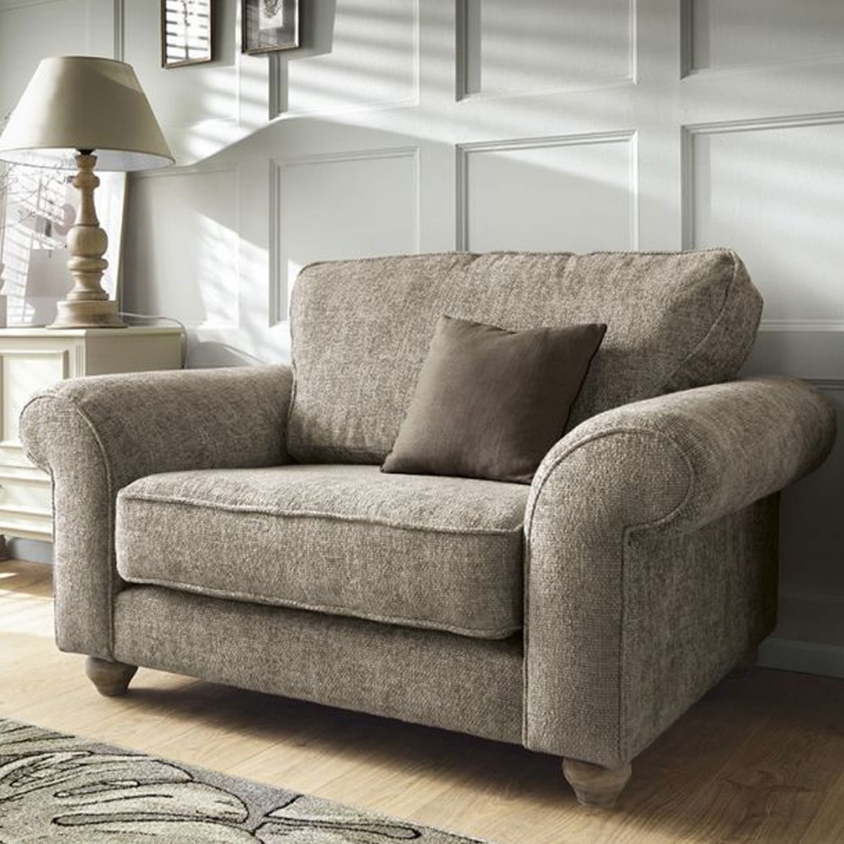 ZAZZLES Chenille Fabric Cuddle Chair - Taupe