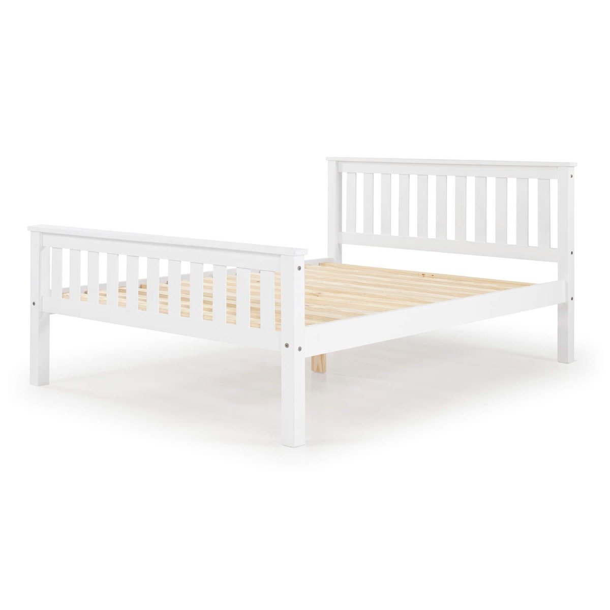 Chandler Classic Solid Pine Wooden Bed Frame with High Footboard in White Wash - Small Double Bed